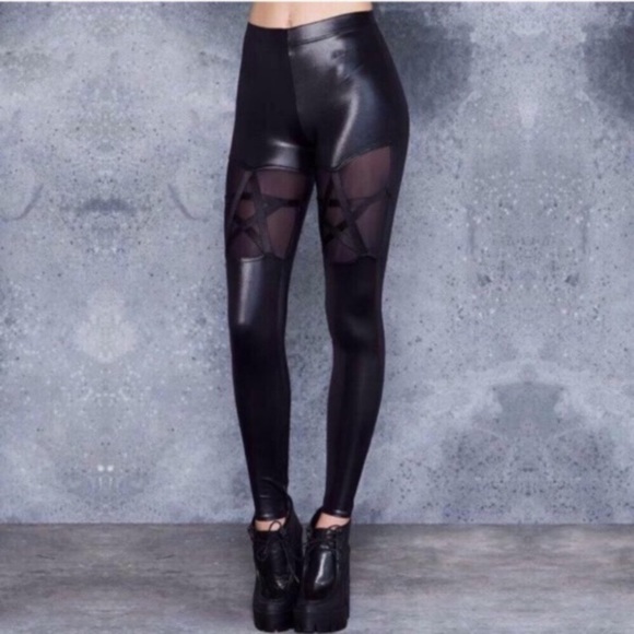 Occult Pentagram Cut Out Leggings - Picture 3 of 8